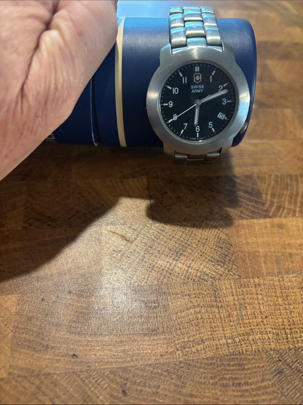 Swiss Army Stainless Steel Watch with Black Dial
